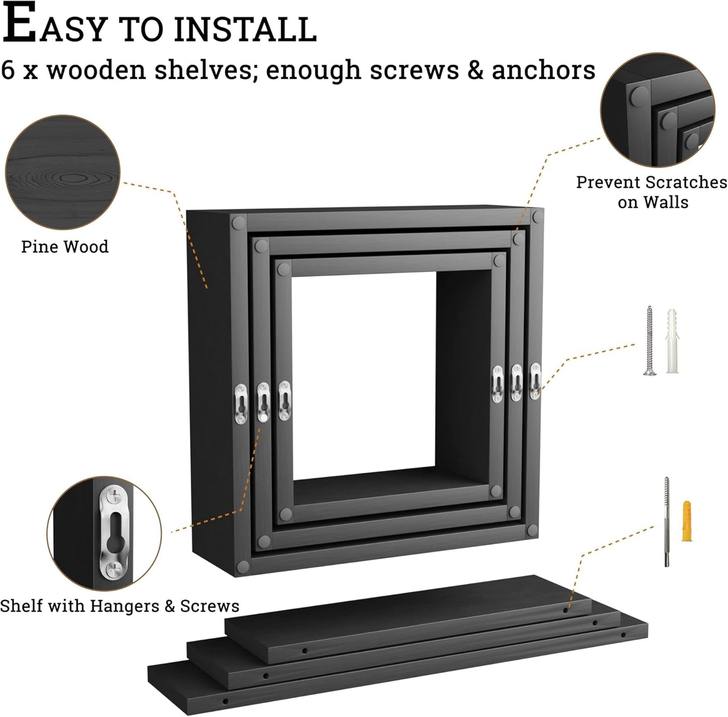 Set of 3, Wall Shelf - LOG-7042