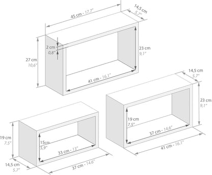 Set of 3, Wall Cubes Shelf, LOG-7282