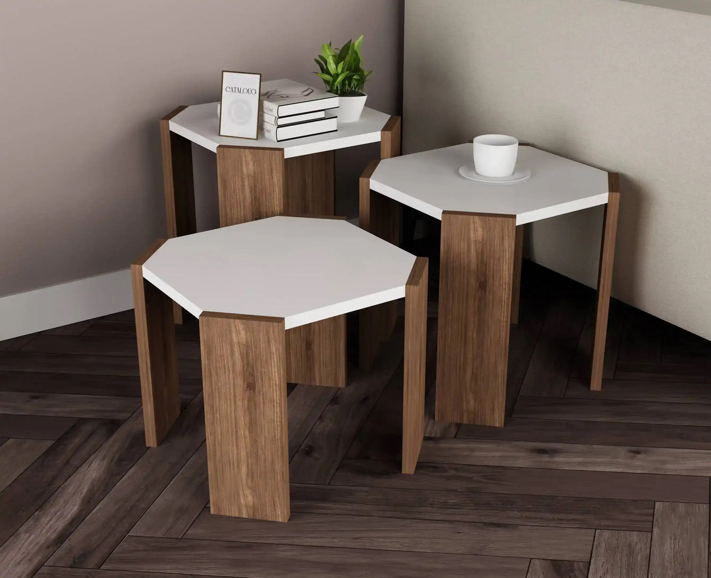 Set of 3 Coffee Tables LOG-8090
