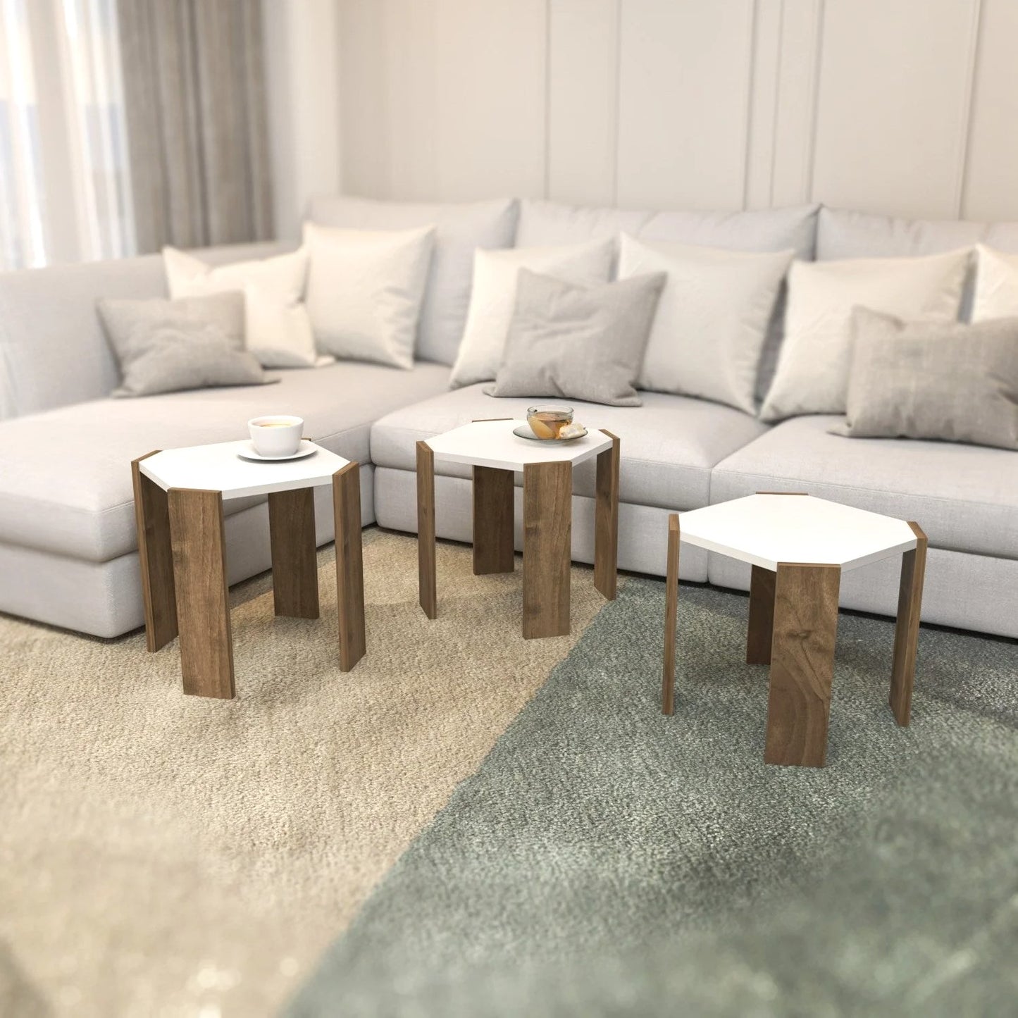 Set of 3 Coffee Tables LOG-8090